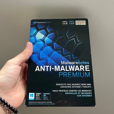 Malwarebytes Anti-Malware Premium 1 Year 3 PCs Windows CD-ROM Retail Box 2014