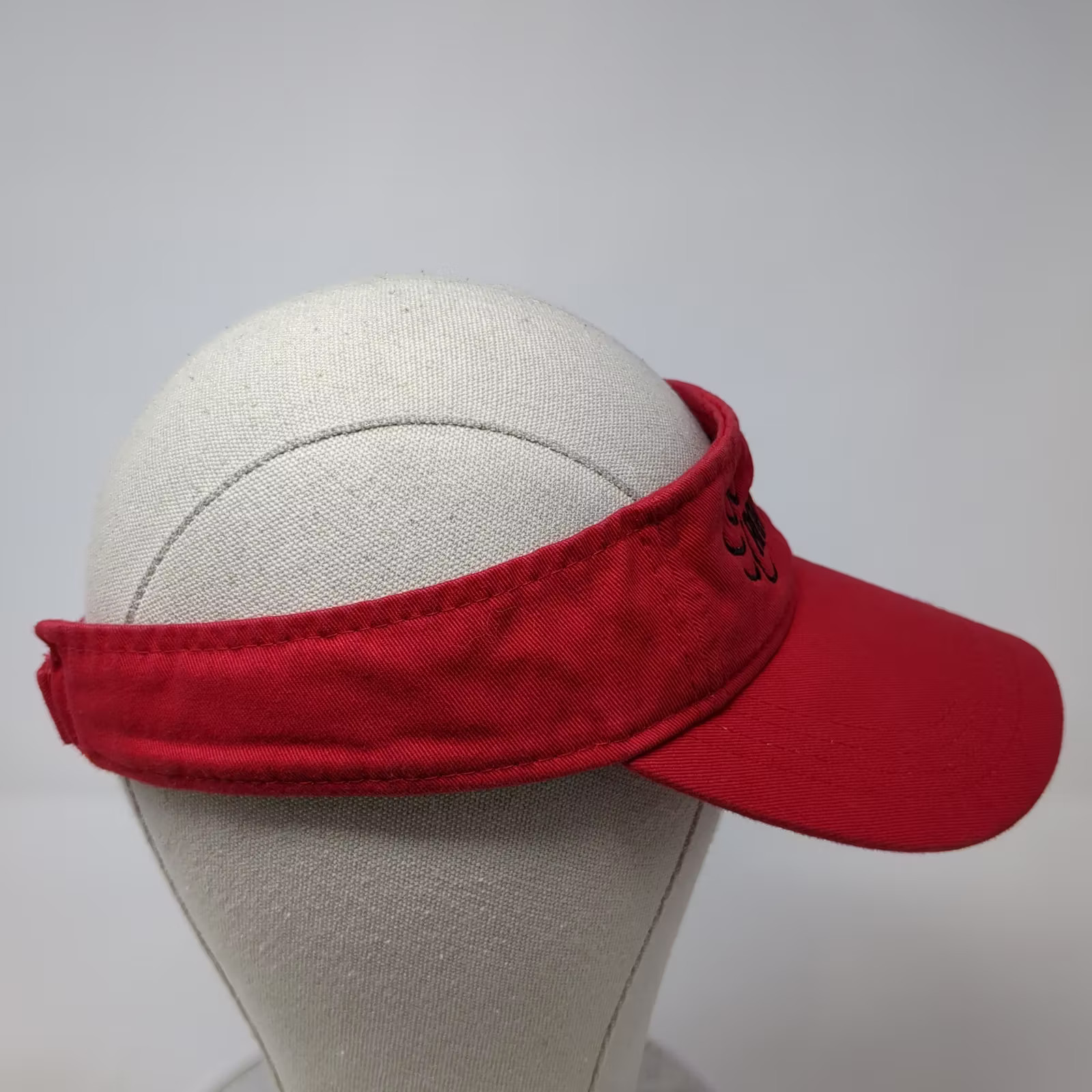 Red Black Visor One Size Strapback Adjustable Emb… - image 5