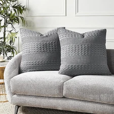 Waffle Weave Dark Grey Euro Sham Set of 2 26Lx26W VHC Brands