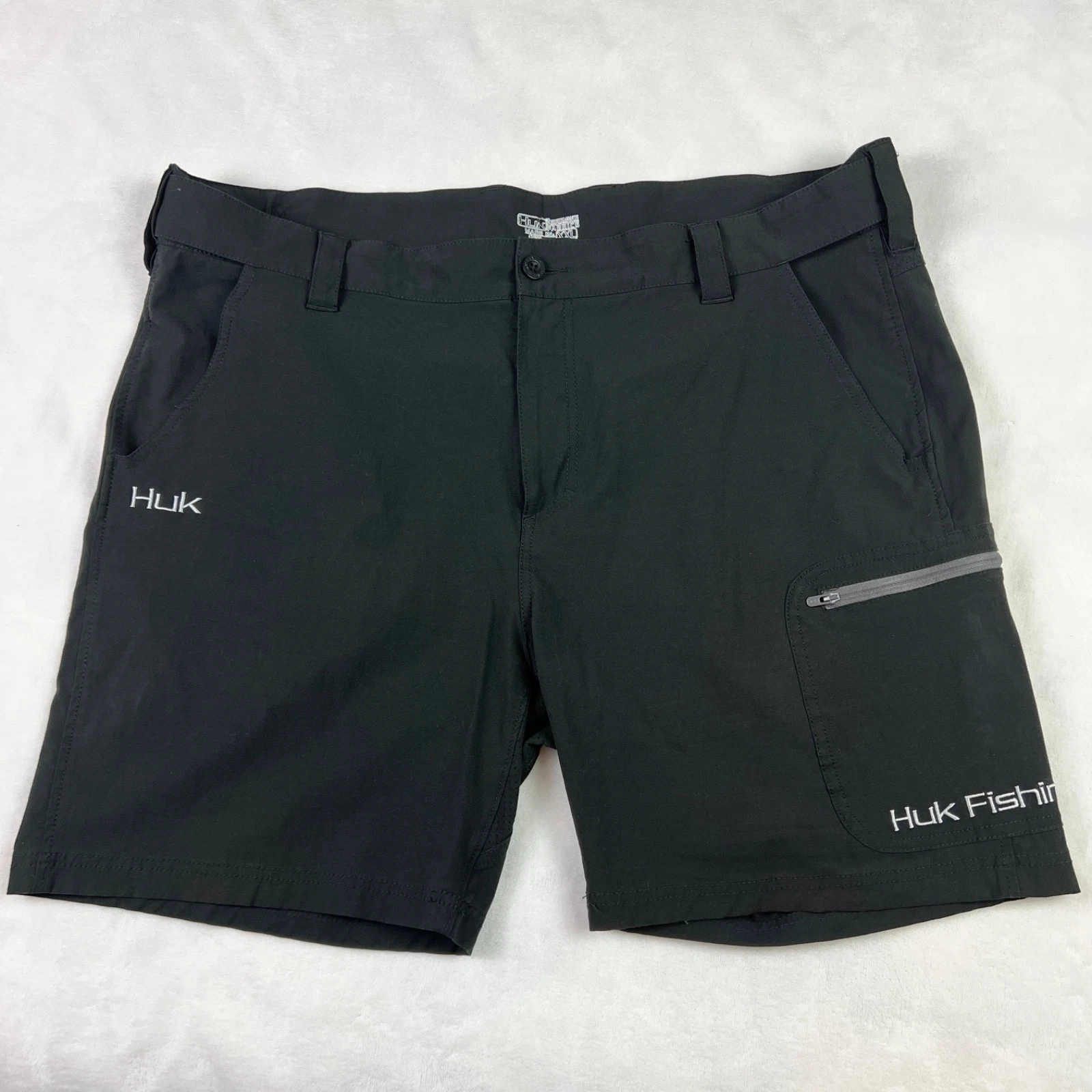 Huk Fishing Shorts Mens XXL Black Performance Stretch Cargo Outdoors Boating
