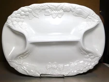 Himark~Orchard Collection White Four Section Oval Serving Platter Fruit Motif