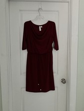 Women’s NWT Emma & Michele Maroon Elastic Waist 3/4 Sleeve Dress Sz S