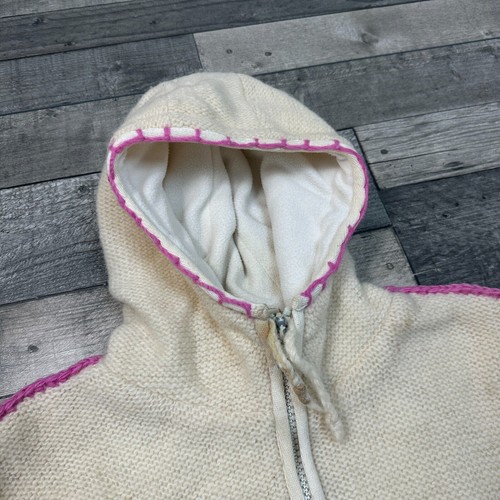 Pachamama Handstrickpullover Wolle Pullover mit durchgehendem Reißverschluss Beige Damen Small - Bild 12 von 17