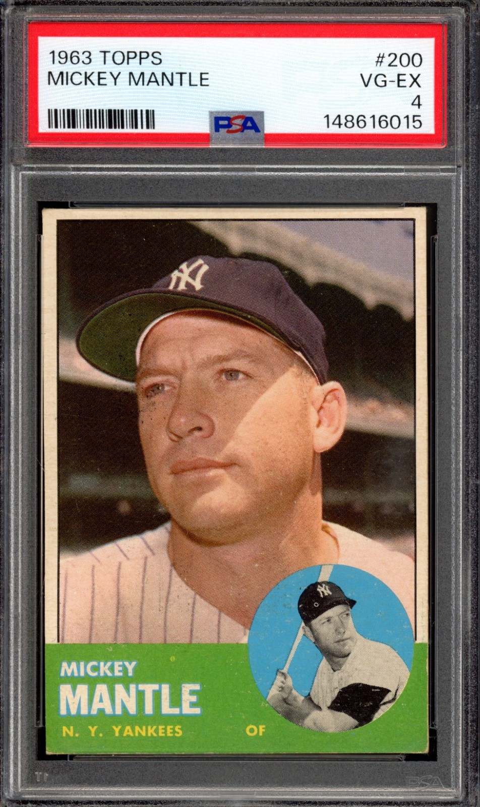 1963 Topps #200 Mickey Mantle PSA 4 Vintage Yankees HOF Baseball Card (6015)