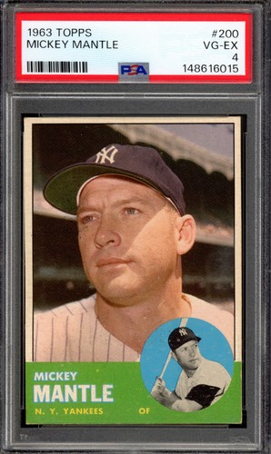 1963 Topps #200 Mickey Mantle PSA 4 Vintage Yankees HOF Baseball Card (6015)