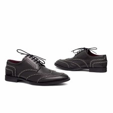 1.6k$ Dolce & Gabbana Black Leather Derby Dress Brogues Studded Shoes Sz: 10