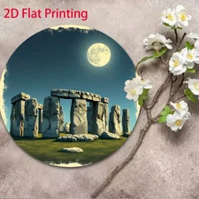 Stone Array Night Moon Art Print 8inch Round Aluminum Decor