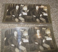 Pair Stereo Cards President Theodore Roosevelt