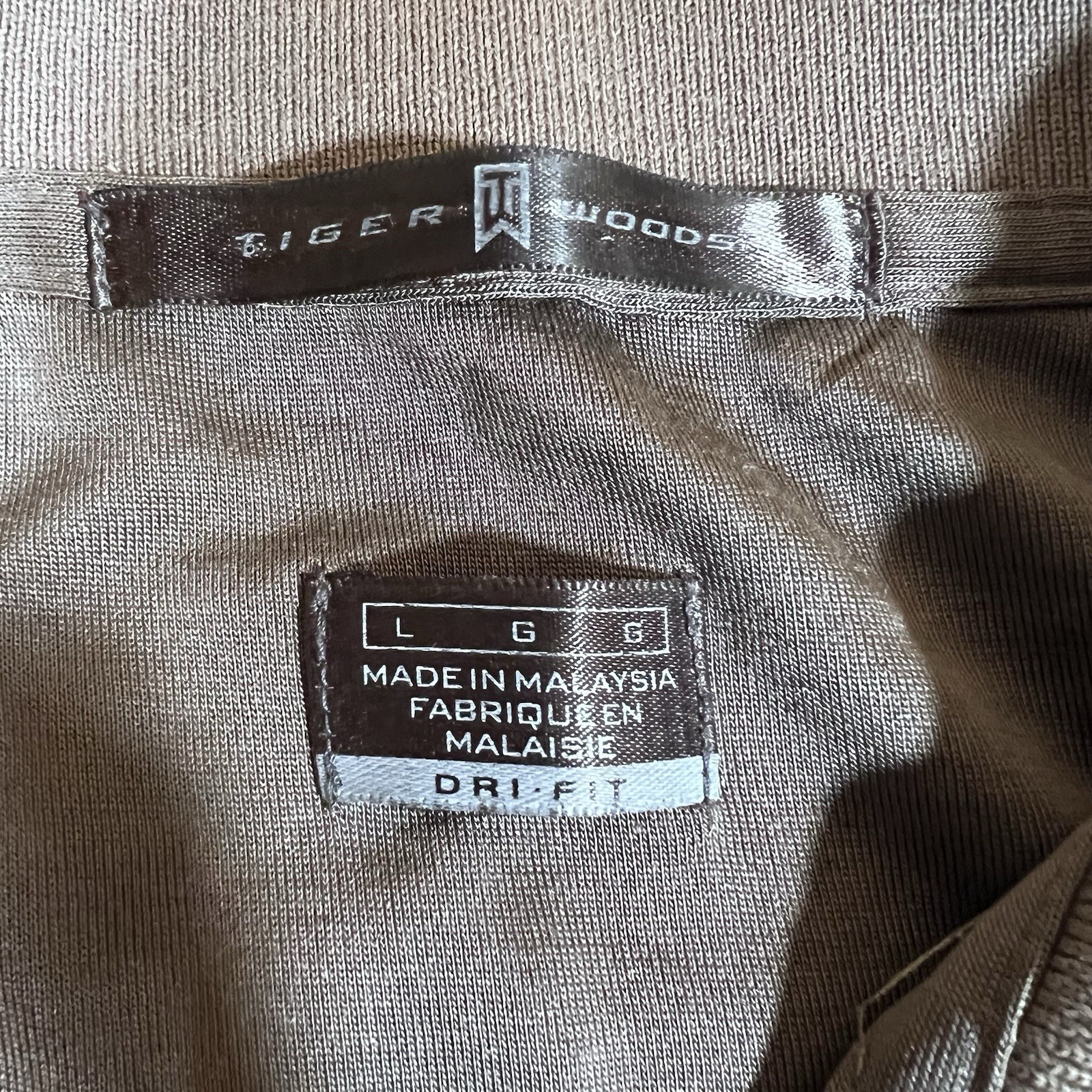 Nike TW Tiger Woods Collection Dri-Fit Brown Striped Golf Polo Shirt Men's Large thumbnail 7