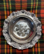 Vintage Silver Plated Serving bowl- Elegant Grapes and Leaves Border & Swirls 