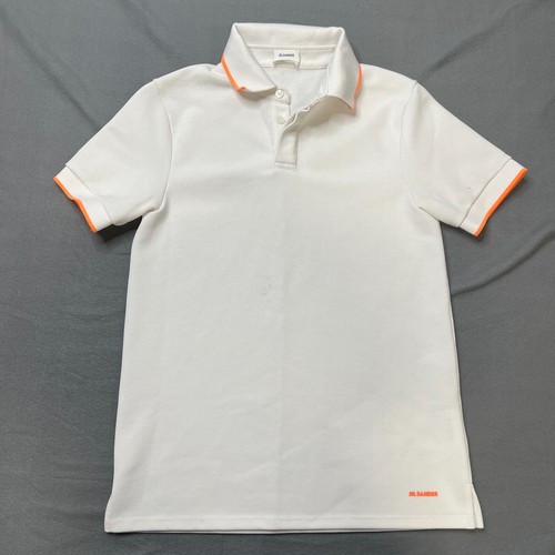 Jil Sander Polo Shirt Men's Small White Polyester Collared Short Sleeve Pullover
