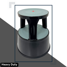 Durable Black Steel Kick Step Stool Non-Slip Portable for Home Office Warehouse