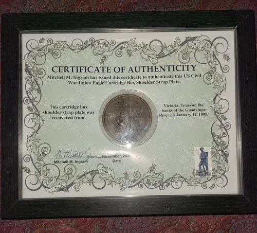 US Civil War Union Eagle Cartridge Box Shoulder Strap Plate Dug