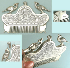 Vintage Sterling Silver Perfume Beard Comb * India * Early-Mid 1900s