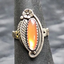 Wheeler Sterling Silver Ring Sz 5 Vtg Native American Mood Stone Flower