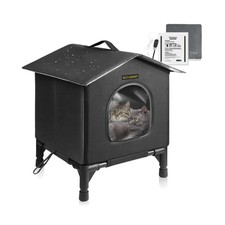 Rest-Eazzzy Heated Cat House for Outdoor Cats, Waterproof, Fully Insulated Sh...