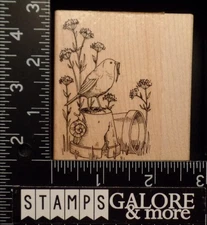 Stampin' Up! RUBBER STAMPS 1998 FEATHERED HOPE BIRD FLOWER POTS #05