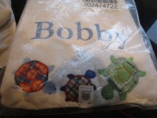 3 Pottery Barn Kids turtle set washcloth, bath towel , hand towel mono Bobby New