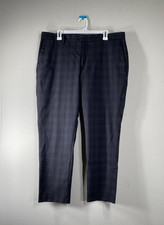 Banana Republic SLIM TAPERED FIT Dress Pants Men's 36 x 30 Mid Rise Gray Plaid