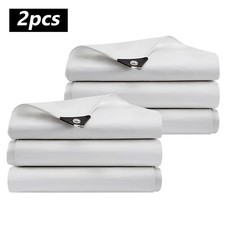 2PCS 14 Mil Thiken Poly Tarpaulin w/Grommet Boat Tent Waterproof Canopy Shade