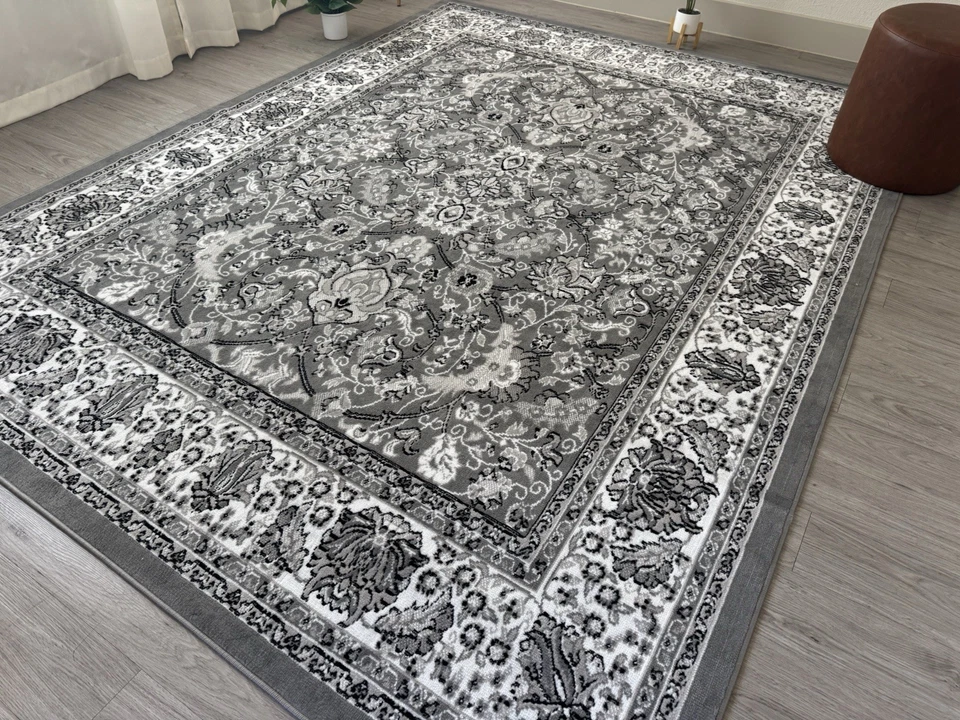 Alfombra tradicional oriental 5x7 alfombras de área alfombra sala de estar gris Foto 4 de 4