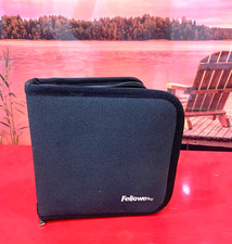 FELLOWES CD DVD Black Storage Carrying Case 24 Disc Holder Zippered Closure