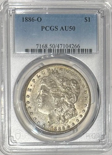 1886 O Morgan Silver Dollar PCGS AU 50