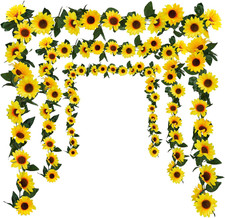 Artificial Sunflower Garland 3 Pack 7.5ft Silk Hanging Vines with Leaves