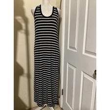 J.Crew Womens Black White Striped Racerback Maxi Dress A2719 Small