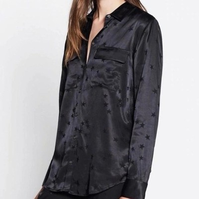 Women's Small EQUIPMENT x Tabitha Simmons Signature Black Star Button Down Top