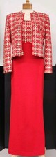 St. John Knit By Marie Gray Red Evening Gown Dress 3 Piece Stunning