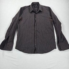 Boss Hugo Boss Striped Long Sleeve Brown Button Up Shirt Men's Size Medium