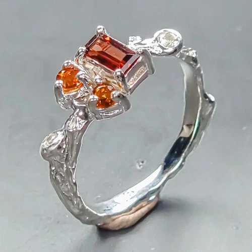 Jewelry ring Natural Garnet Ring 925 Sterling Silver Size 5 /R451916