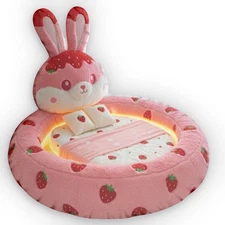 Giant Strawberry Bunny Lounger Bed Cute Plush pillow