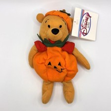 Winnie The Pooh Halloween Disney Pumpkin Plush Bean Bag Toy Jack O Lantern - NWT