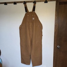 Carhartt R01 Brown Double Knee Duck Bib Overall Size Men's 54x30