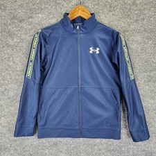 Under Armour Jacket Kids Youth Large Full Zip Blue Green Heat Gear Full Zip