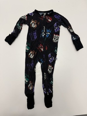 Bums And Roses Transformers Baby Sleeper 0-3m Black With Feet Grips