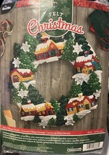 Bucilla Christmas Felt Kit Snow Village Wreath Holiday 86686 New Unopened 2015