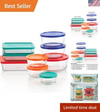9-Piece Durable Glass Storage Set with Color-Coded Lids - Meal Prep Essential