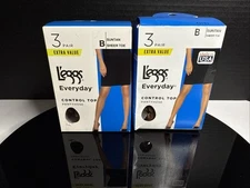 NEW L'eggs 3 Pair Everyday Control Top Sheer Toe Pantyhose 2 Pack.