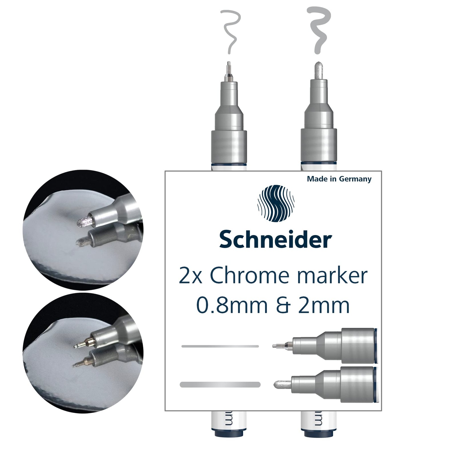 Schneider Chrome Metallic Marker Paint-It 060/061 Pens - Wallet, 2 pieces Set of