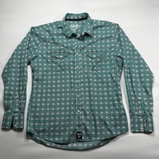 Rock 47 by Wrangler Men's Long Sleeve Aztec Print Pearl Snap Shirt - Size XL