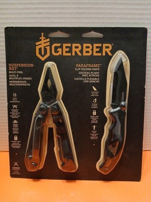Gerber Suspension-NXT & Paraframe Combo (Black Stainless Multi-Tool & Knife)