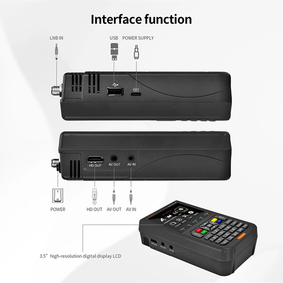 GTMEDIA 3,5" LCD DVB-S/S2/S2X Satfinder SAT TV Segnale Mirino Misuratore FTA Meter - Immagine 4 di 4