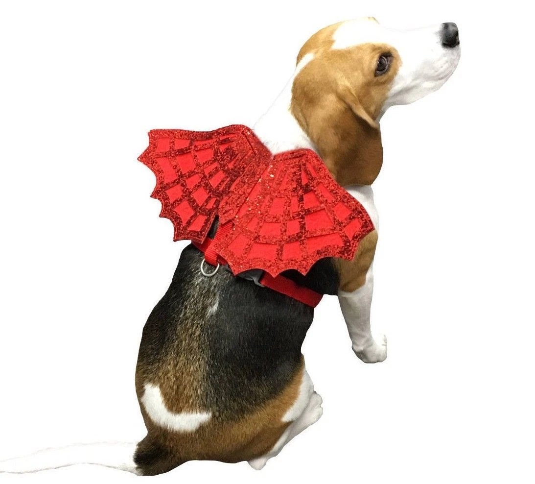 NWT Size Medium DOG RED DEVIL GLITTER HARNESS Wings Detach From Harness