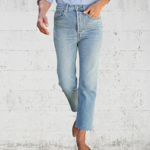 Neu ohne Etikett Frank & Eileen Monaghan Jeans Gr. 31 hoher Bund 1990 Waschung Denim ausgefranste Säume  - Bild 1 von 13