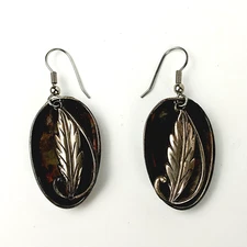 Vintage Native American Sterling Silver Handmade Spoonback Feather Earrings
