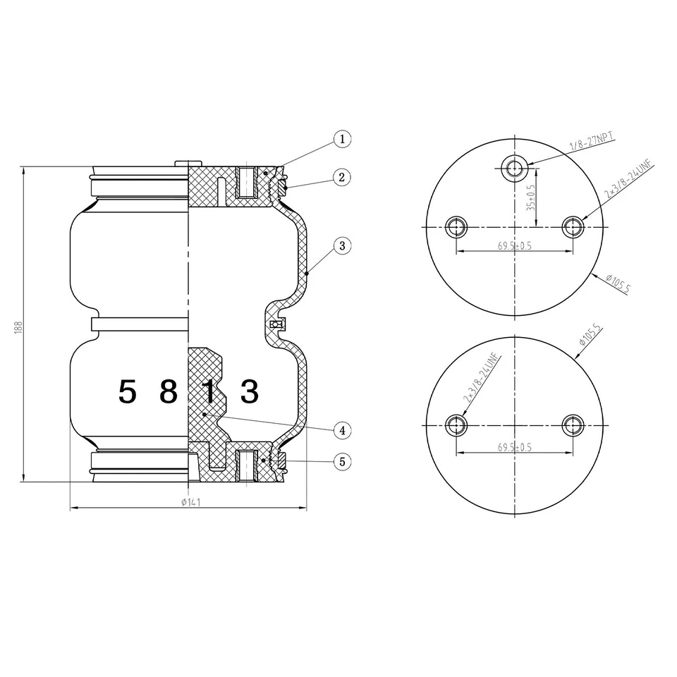 2 Pcs Air Spring Bag Suspension Kit For 2014-2023 Dodge RAM 2500 89289 Foto 4 de 4