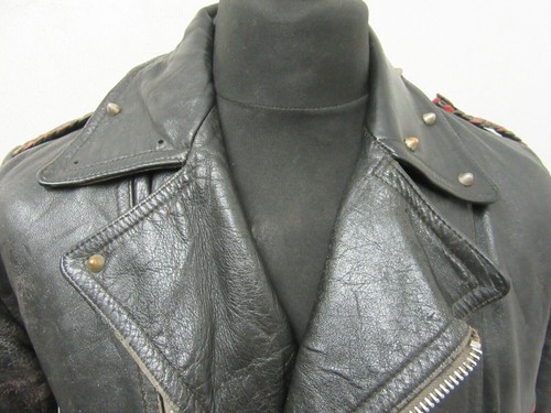 VINTAGE 70'S GERMAN LEATHER PERFECTO MOTORCYCLE JACKET SIZE UKM - Picture 3 of 24